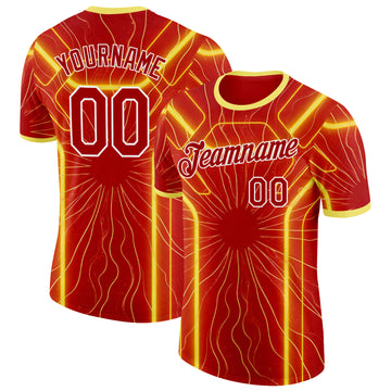 Custom Red White-Yellow North Macedonia Performance T-Shirt