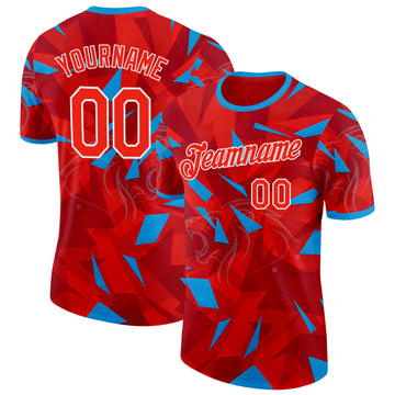 Custom Red Blue-White Czech Republic Performance T-Shirt