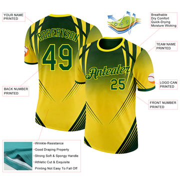 Custom Yellow Green Light Yellow-Black Australian Performance T-Shirt