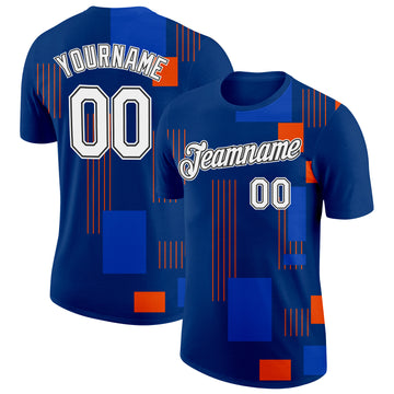 Custom Blue White Orange-Black Netherlands Geometric Shapes Performance T-Shirt