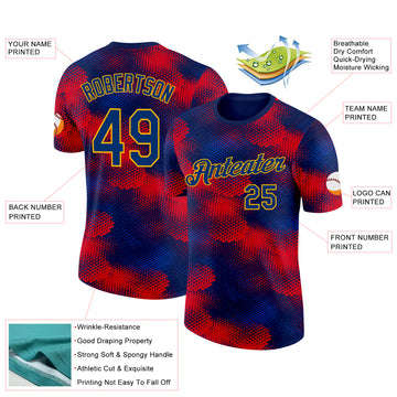 Custom Navy US Navy Blue Red-Gold Netherlands Abstract Pattern Performance T-Shirt