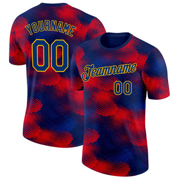 Custom Navy US Navy Blue Red-Gold Netherlands Abstract Pattern Performance T-Shirt