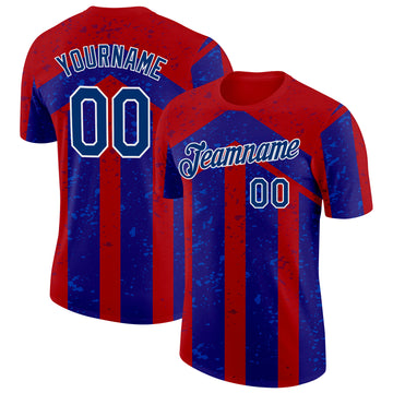 Custom Red US Navy Blue-White Netherlands Line Splash Performance T-Shirt