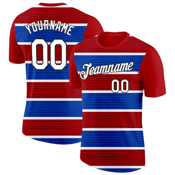 Custom Red White Blue-Black Netherlands Line Splash Performance T-Shirt