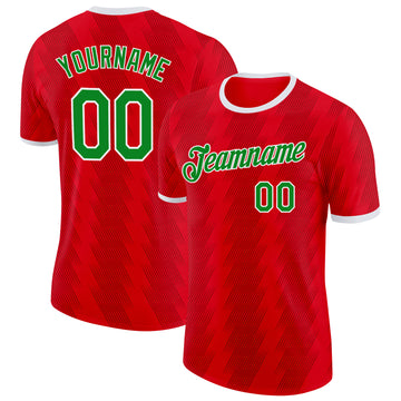 Custom Red Grass Green-White Wales Line Performance T-Shirt
