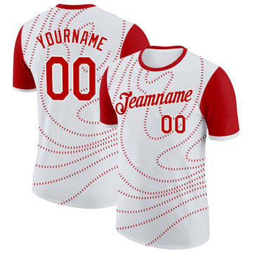 Custom White Red Switzerland Line Performance T-Shirt