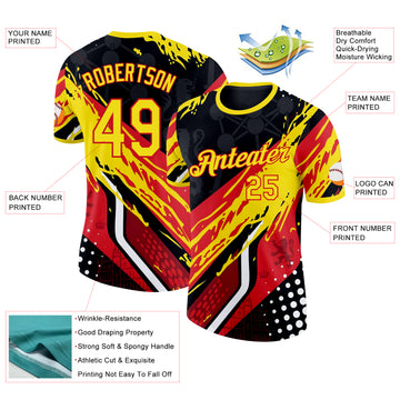 Custom Yellow Red Black-White Belgium Performance T-Shirt