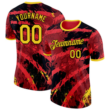 Custom Red Yellow-Black Belgium Performance T-Shirt