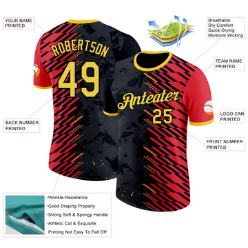 Custom Red Yellow-Black Belgium Performance T-Shirt