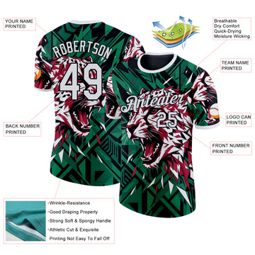 Custom Green White Black-Red Iran Leopard Performance T-Shirt