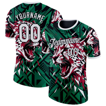 Custom Green White Black-Red Iran Leopard Performance T-Shirt