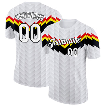 Custom White Red Yellow Black-Gray Germany Arrow Performance T-Shirt