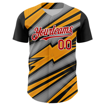 Custom Black Red White Yellow-Gray 3D Pattern Design Car Racing Formula Auto Motorsport Authentic Baseball Jersey