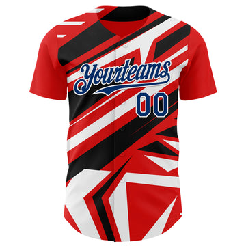 Custom Red USA Navy Blue White-Black 3D Pattern Design Car Racing Formula Auto Motorsport Authentic Baseball Jersey