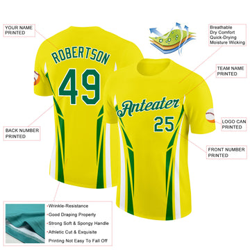 Custom Yellow Kelly Green-White Brazil Line Performance T-Shirt