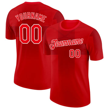 Custom Red Fire Red-White England Cross Performance T-Shirt
