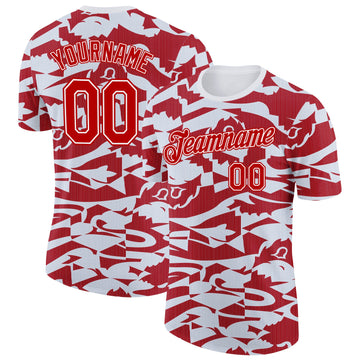 Custom Gray Red-White England Abstract Performance T-Shirt