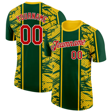 Custom Yellow Red Green-White Brazil Grunge Performance T-Shirt