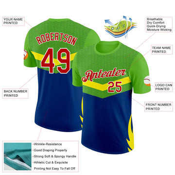 Custom Green Red Yellow Blue-White Brazil Geometric Shape Performance T-Shirt