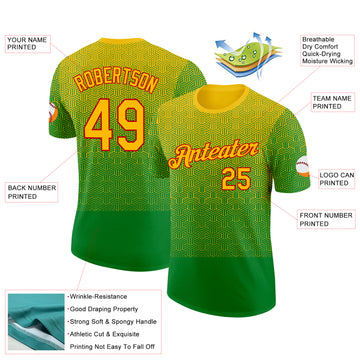 Custom Green Yellow-Red Brazil Abstract Line Performance T-Shirt