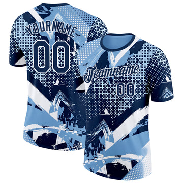 Custom Blue White Argentina Abstract Performance T-Shirt