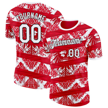 Custom Red White-Black Austria Abstract Performance T-Shirt