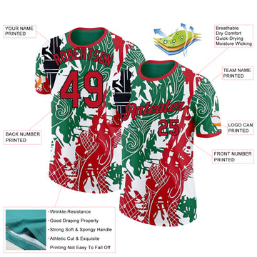 Custom Green Red Black-White Jordan Abstract Performance T-Shirt