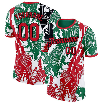 Custom Green Red Black-White Jordan Abstract Performance T-Shirt