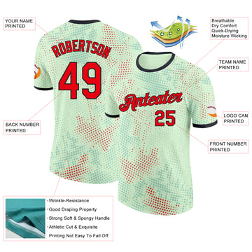 Custom Green Fire Red-Black Portugal Polka Dot Performance T-Shirt