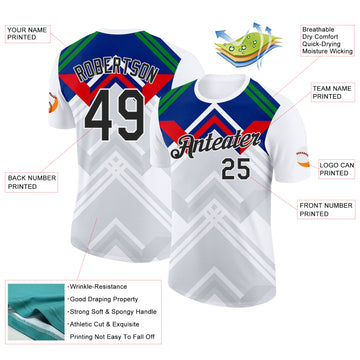 Custom White Black Gray Blue Green-Red New Caledonia Geometric Performance T-Shirt