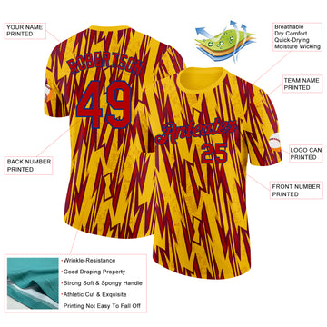Custom Yellow Red-Royal Colombia Lightning Performance T-Shirt