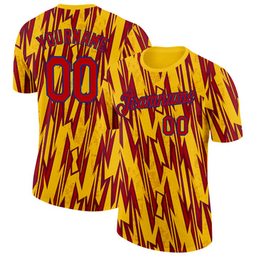 Custom Yellow Red-Royal Colombia Lightning Performance T-Shirt