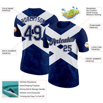 Custom Navy White Black-US Navy Blue Scotland Flag Performance T-Shirt