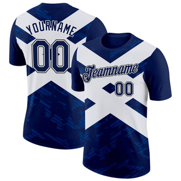 Custom Navy White Black-US Navy Blue Scotland Flag Performance T-Shirt