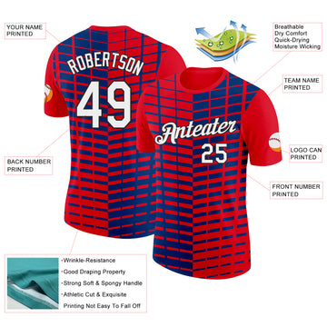 Custom Red White Black-Blue Croatia Plaid Performance T-Shirt