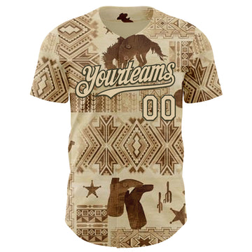 Custom City Cream Olive Texas Cowboy Tribal City Edition Authentic Baseball Jersey