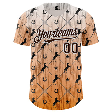 Custom Orange Brown-White Texas Horseshoe Cowboy City Edition Authentic Baseball Jersey
