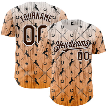 Custom Orange Brown-White Texas Horseshoe Cowboy City Edition Authentic Baseball Jersey