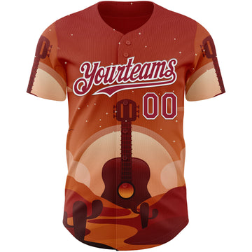 Custom Red Cardinal-White Texas Sunset Southwest Landscape Guitar City Edition Authentic Baseball Jersey
