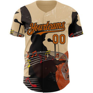 Custom City Cream Texas Orange-Black Texas Guitar City Edition Authentic Baseball Jersey