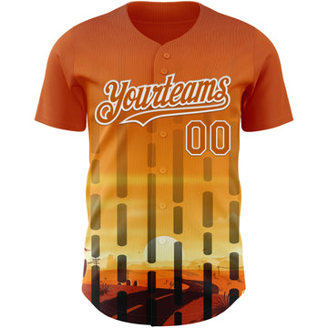 Custom Texas Orange Yellow Black-White Texas Sunset Southwest Landscape City Edition Authentic Baseball Jersey