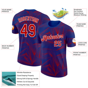 Custom Royal Red-White France Geometric Performance T-Shirt