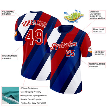 Custom Navy Red White-Royal France Performance T-Shirt