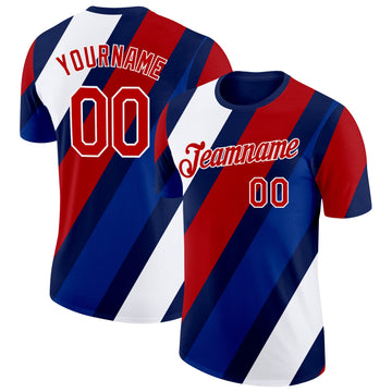 Custom Navy Red White-Royal France Performance T-Shirt