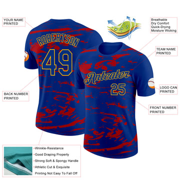 Custom Royal Gold-Red France Liquid Performance T-Shirt