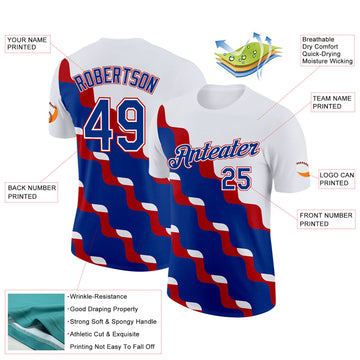 Custom White Royal-Red France Fluid Performance T-Shirt