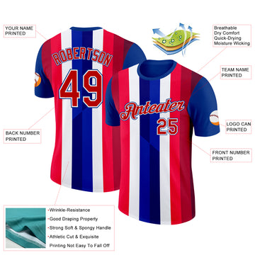 Custom Royal Red White-Blue Norway Performance T-Shirt