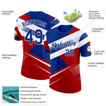 Custom Royal White-Red Norway Performance T-Shirt