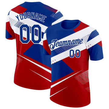 Custom Royal White-Red Norway Performance T-Shirt