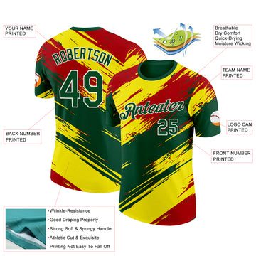 Custom Green White Light Yellow-Red Bolivia Brush Performance T-Shirt